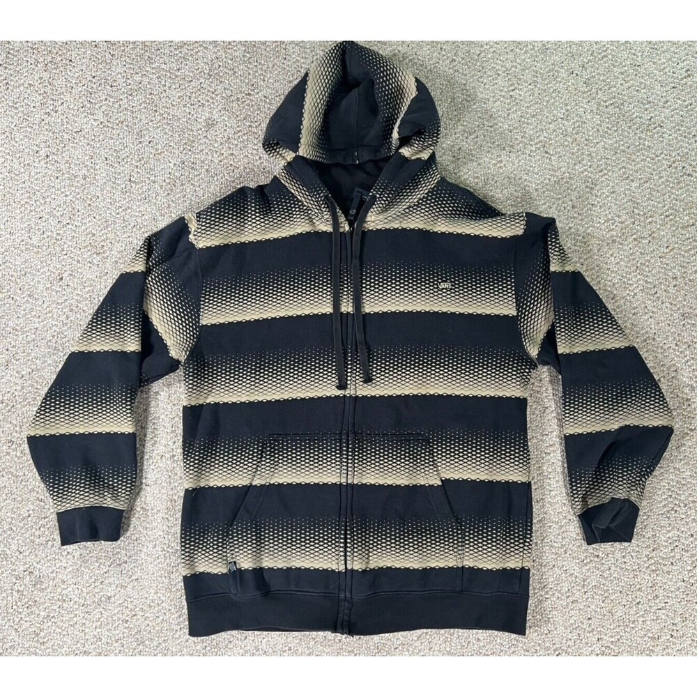 Vans Men’s Hoodie Black & Gold Long Sleeve Hoodie Diamond Pattern Size M